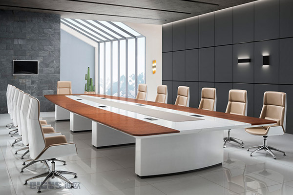 企業事業單位會議室油漆胡桃木大會議臺洽談桌-HT
