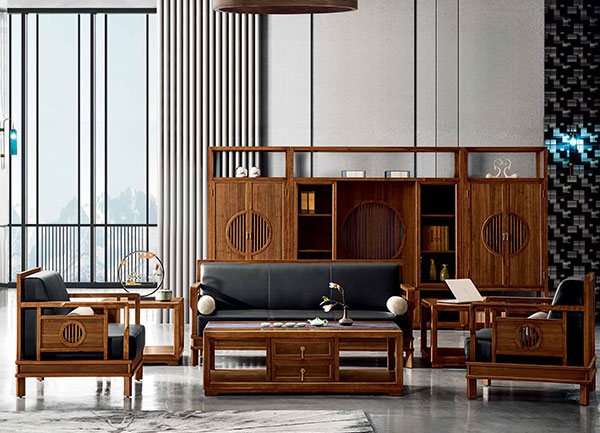 迪歐新品實木老板休閑辦公沙發(fā)-圓意