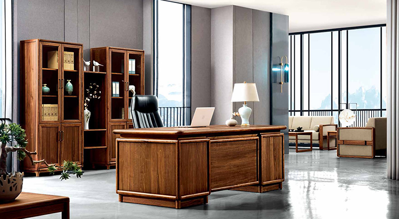 設(shè)計精巧全實木老板總裁辦公室班臺- 旭日東升系列