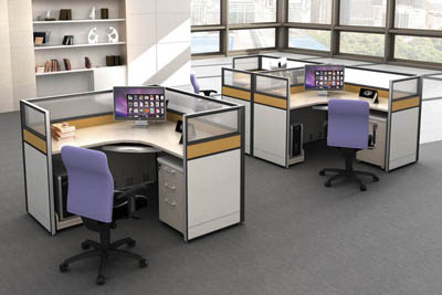 事業(yè)單位方形單人四人組合職員辦公桌椅V5-0301-14