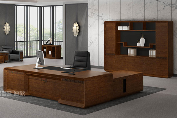企業(yè)單位油漆胡桃木現(xiàn)代簡(jiǎn)約風(fēng)格老板大班臺(tái)-騰爵